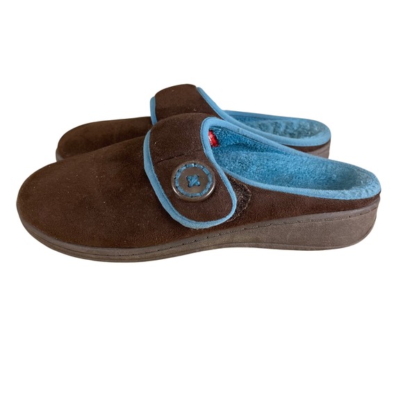 Vionic Clog Slippers Womens US 6 Brown Suede Orthoheel Technology Comfortable - Picture 1 of 7